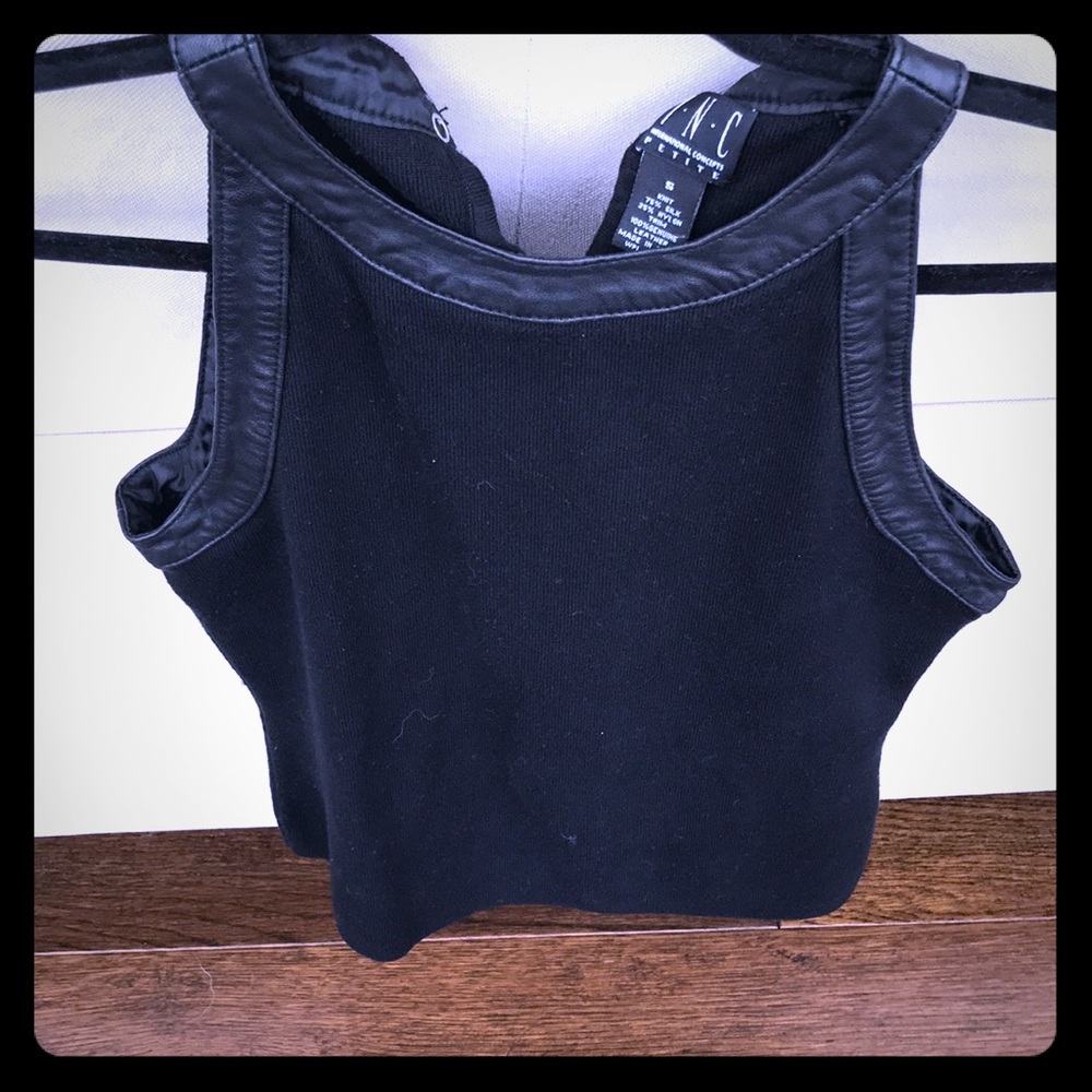 Black top with leather accents